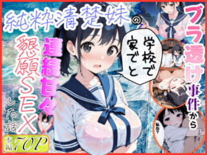 純粋清楚妹のブラ透け事件から、学校で家でと連続甘々中出し懇願SEXした話【水彩みなも】  エロ画像739883